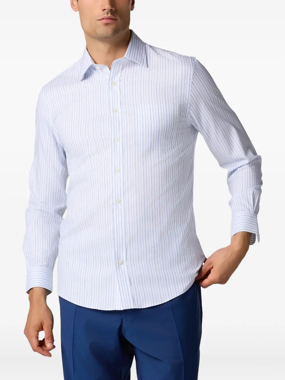 Brooks Brothers Gestreept overhemd met paisley-kraag Wit