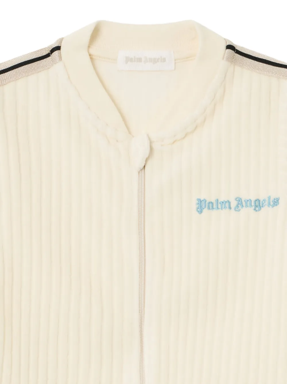 Palm Angels Kids Ribfluwelen babypakje met streep Beige