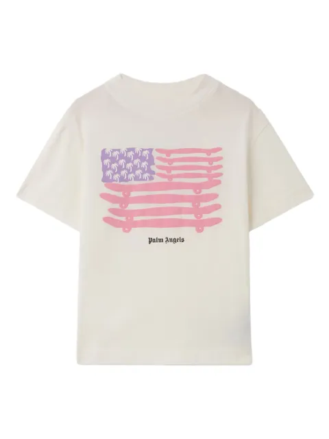 Palm Angels Kids playera con motivo de bandera