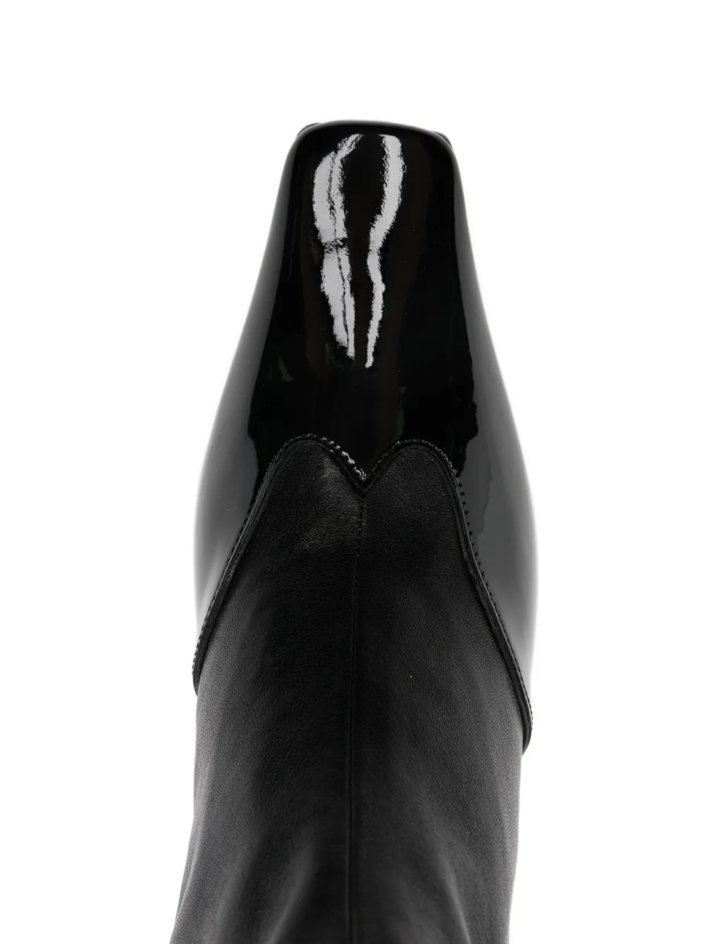 KHAITE 85 mm lakleren laarzen met puntige neus Zwart