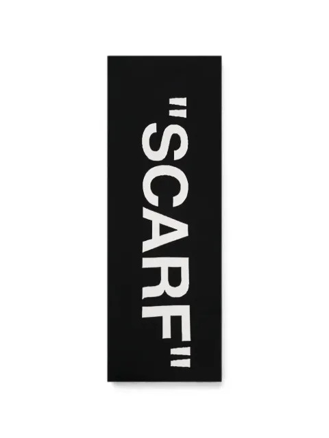 Off-White logo-intarsia knitted scarf