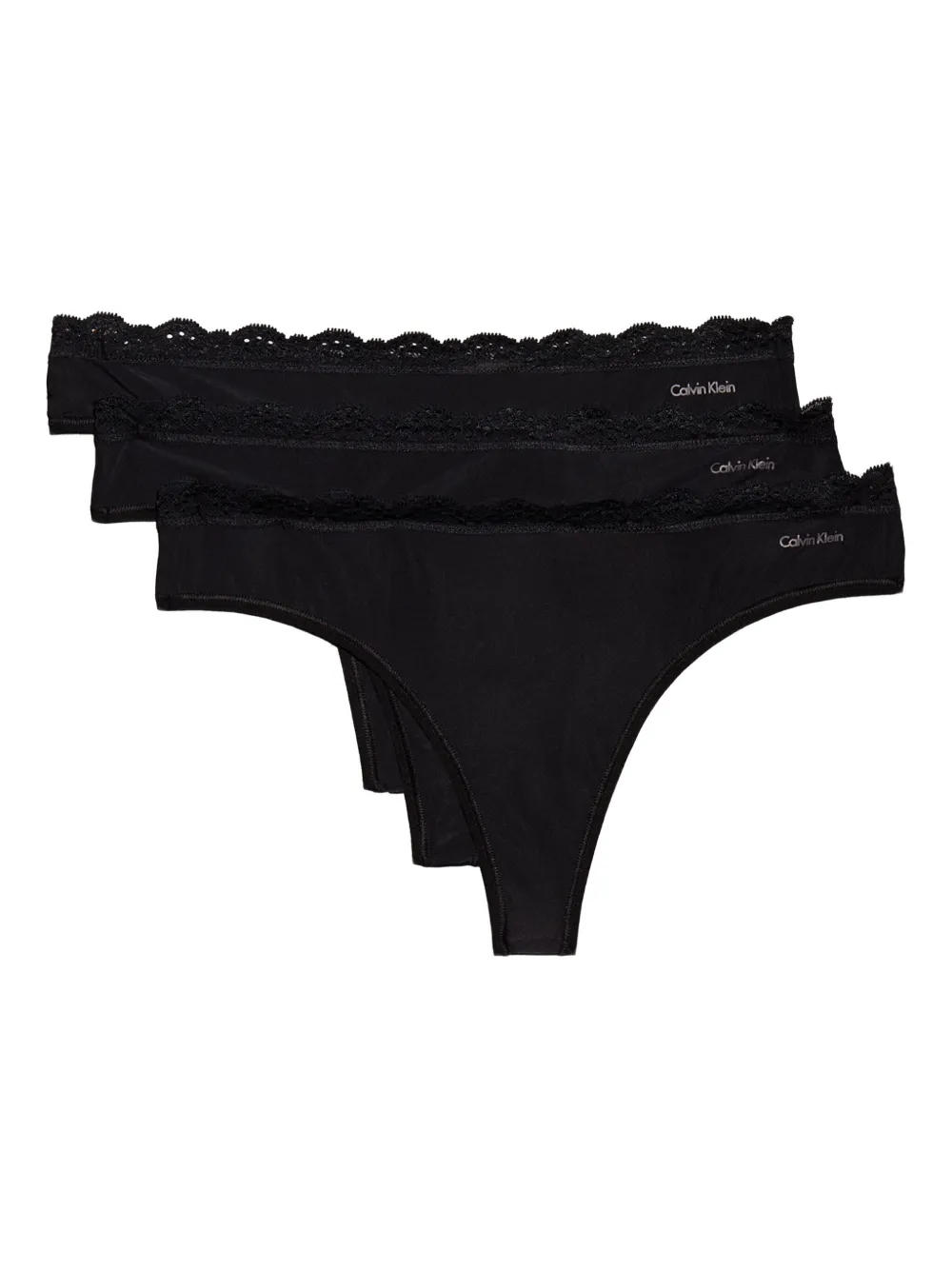 Calvin Klein Underwear Lace-trim Thongs (pack Of Three) In Black