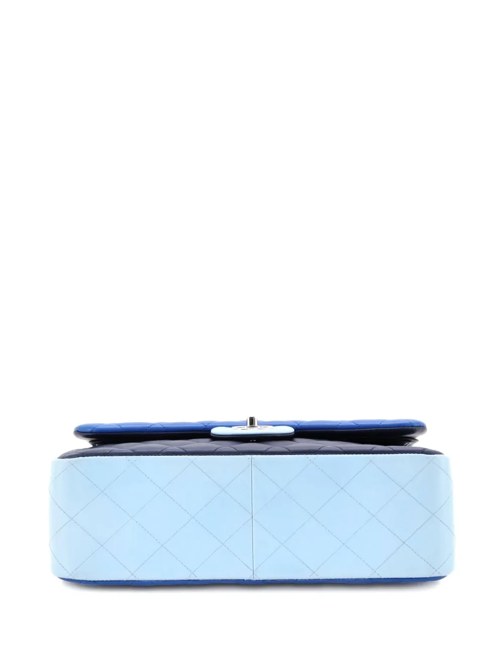 Pre-owned Chanel Tricolor Classic Double Flap Bag Quilted Lambskin Jumbo Shoulder Bag In Blue