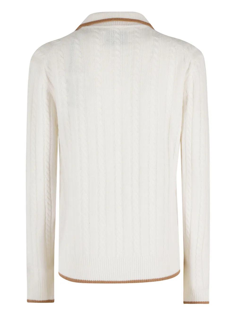 Mc2 Saint Barth Cable-knit Collared Sweater In Neutral