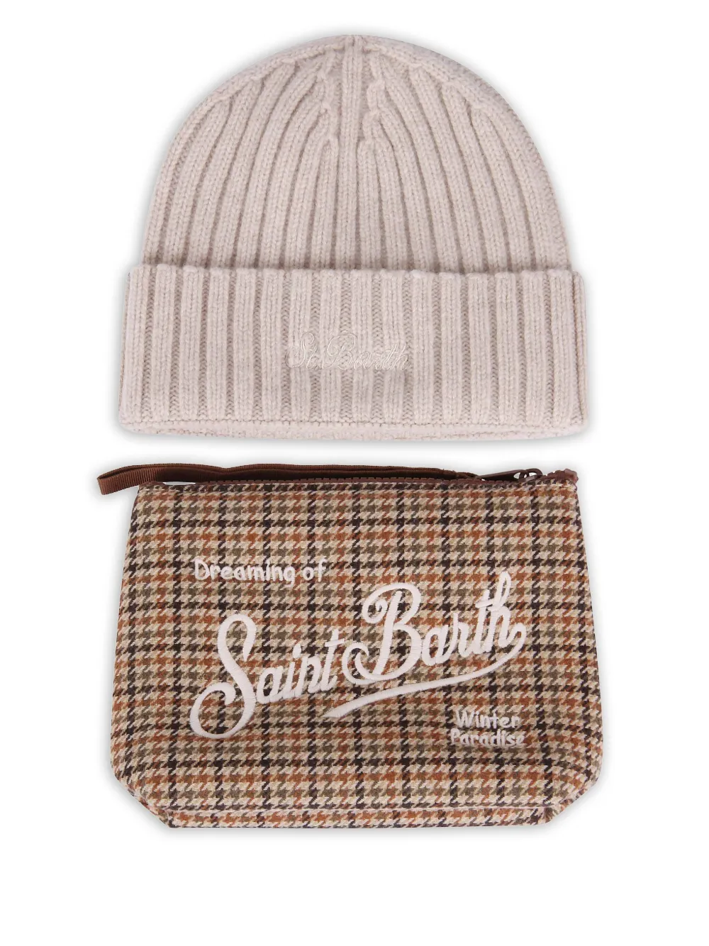 MC2 Saint Barth Christmas Box beanie hat and clutch bag set | Neutrals | Image 1