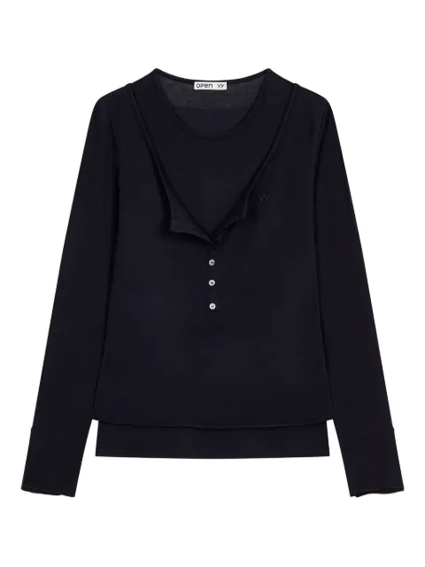 Open YY crew neck button-detail T-shirt 