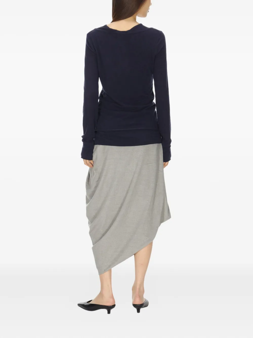 Open Yy Crew Neck Button-detail T-shirt In Black