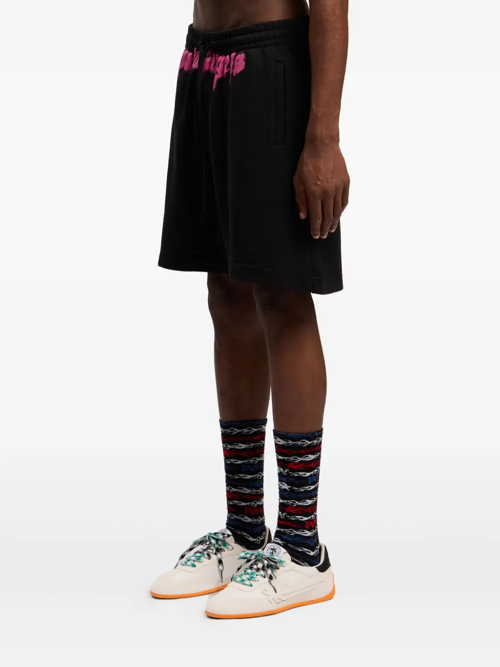 Palm Angels Shorts met logo Zwart
