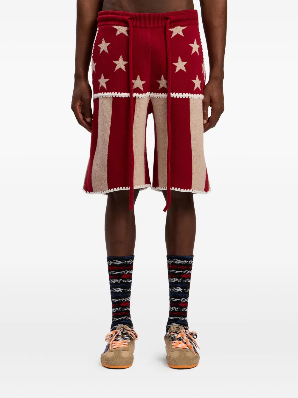 Palm Angels Shorts met sterren en strepen Rood