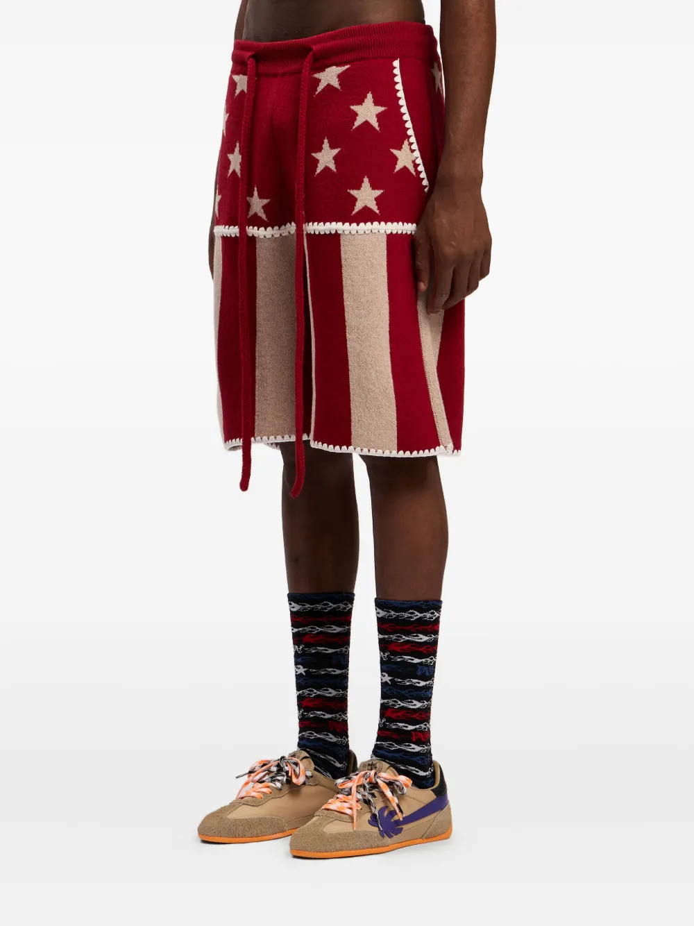 Palm Angels Shorts met sterren en strepen Rood