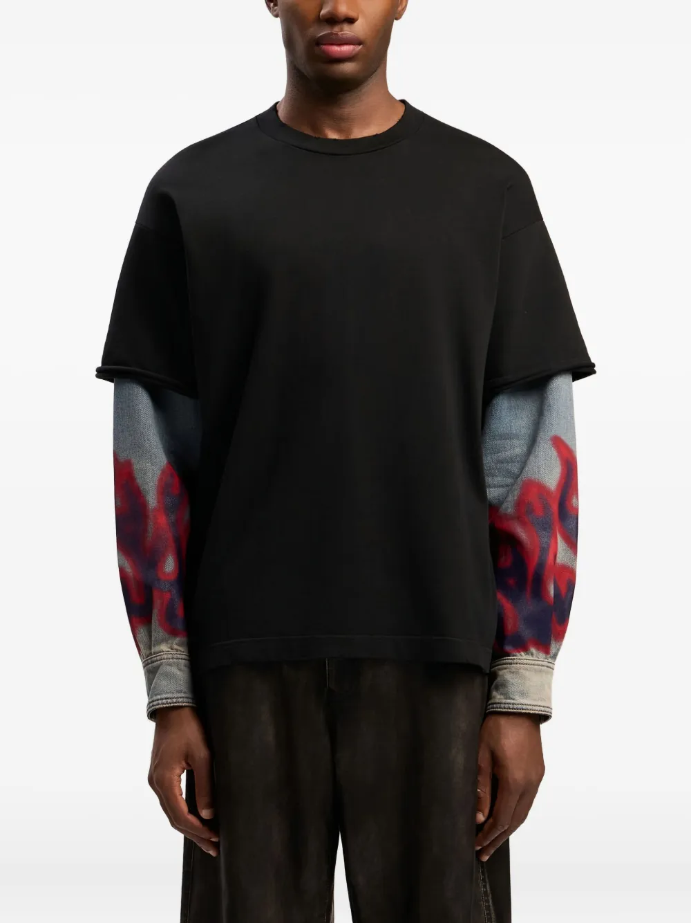 Palm Angels Flame Hybrid trui met lange mouwen Zwart