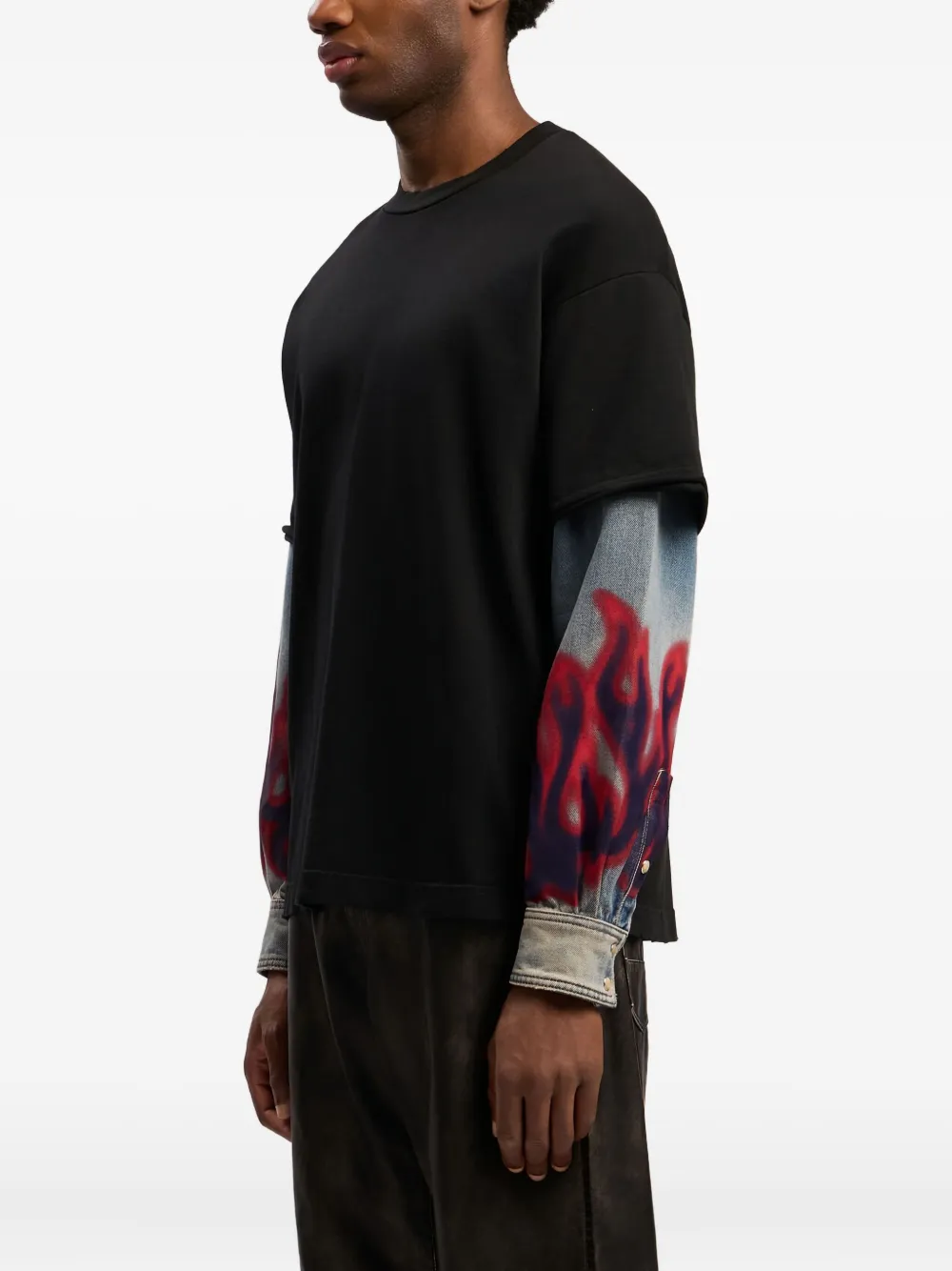 Palm Angels Flame Hybrid trui met lange mouwen Zwart