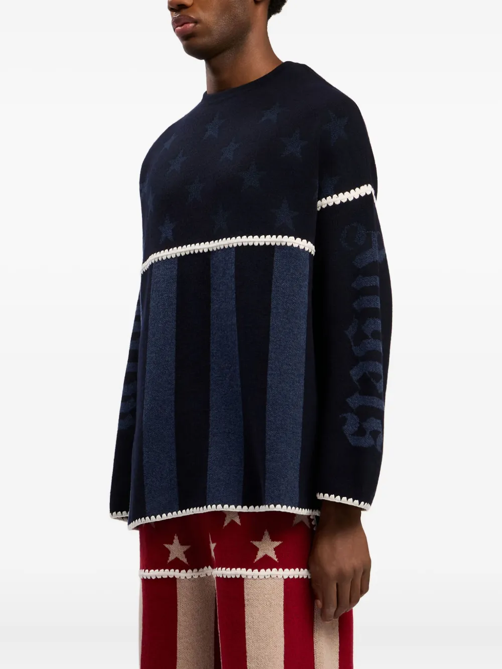 Palm Angels Trui met sterren en strepen Blauw