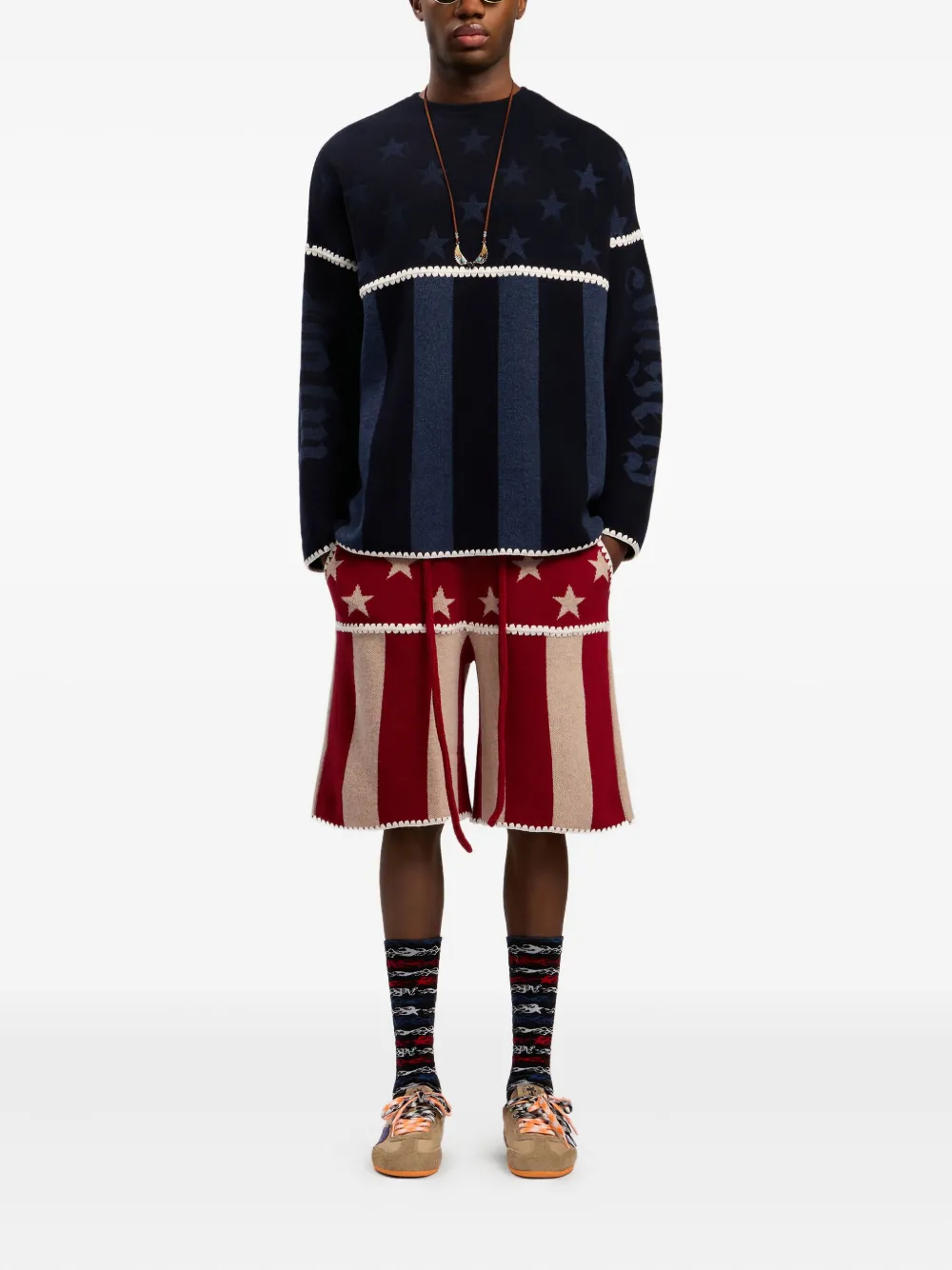 Palm Angels Trui met sterren en strepen - Blauw