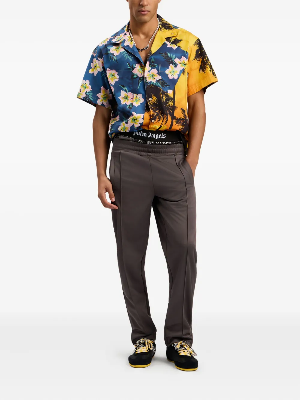 Palm Angels Overhemd met bloemenprint en korte mouwen - Blauw