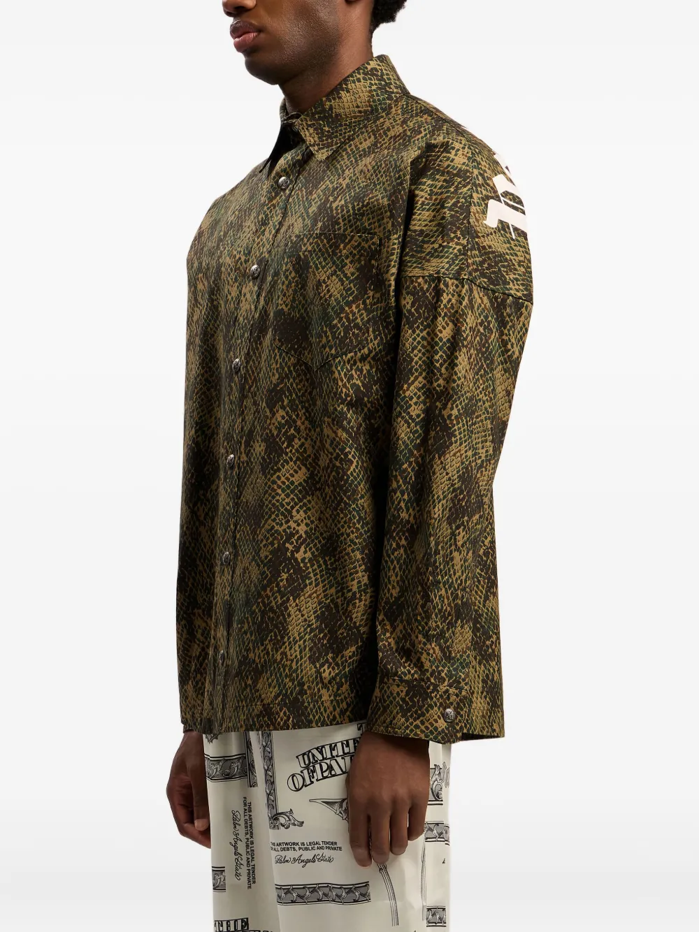 Palm Angels Shirtjack met logo Bruin