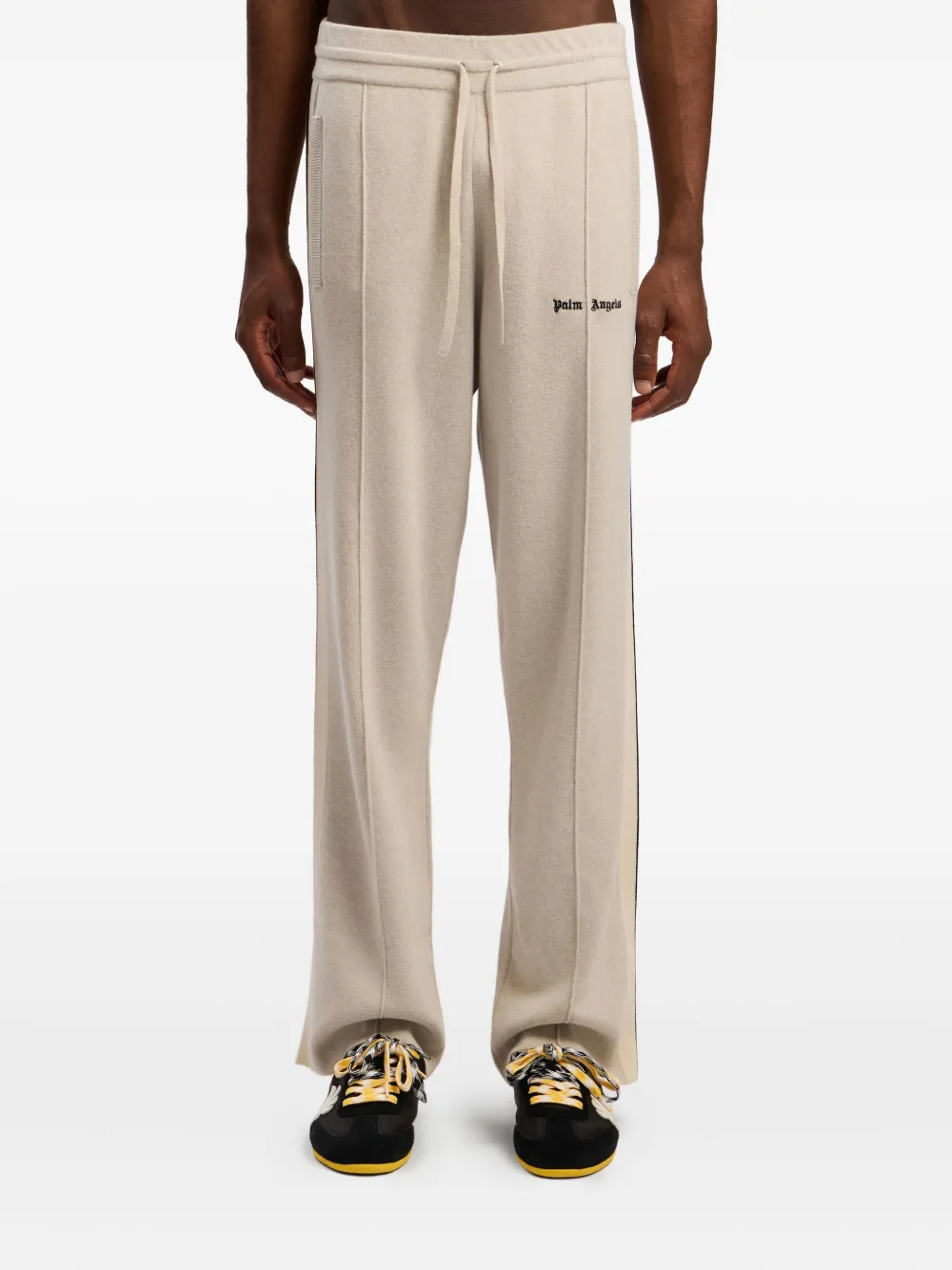 Palm Angels Gebreide trainingsbroek met logodetail Beige