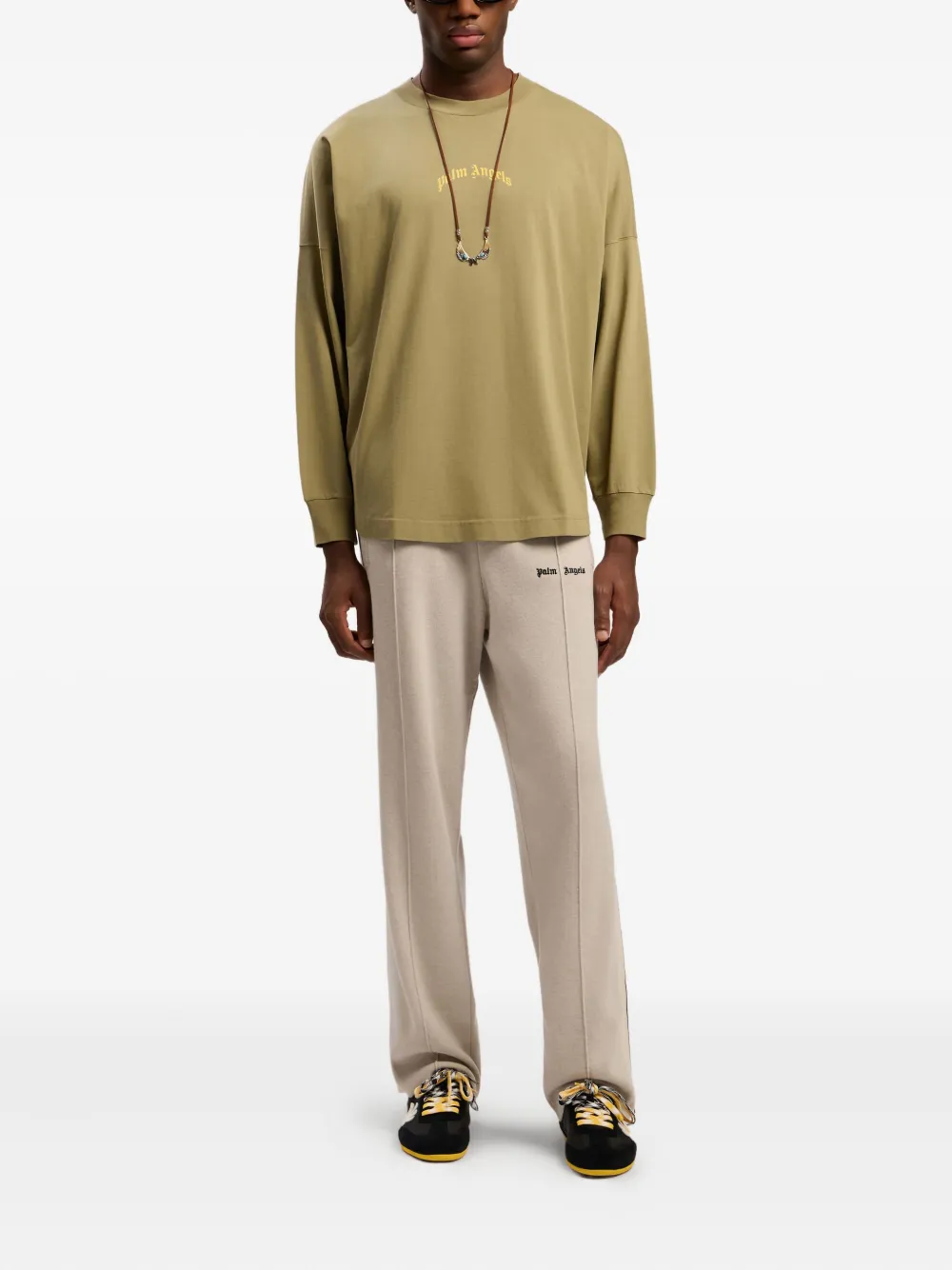 Palm Angels Gebreide trainingsbroek met logodetail - Beige