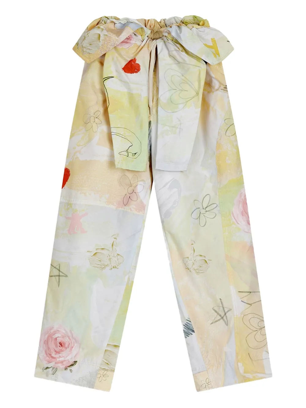 Open Yy Graphic Wrap Padded Trousers In Neutral