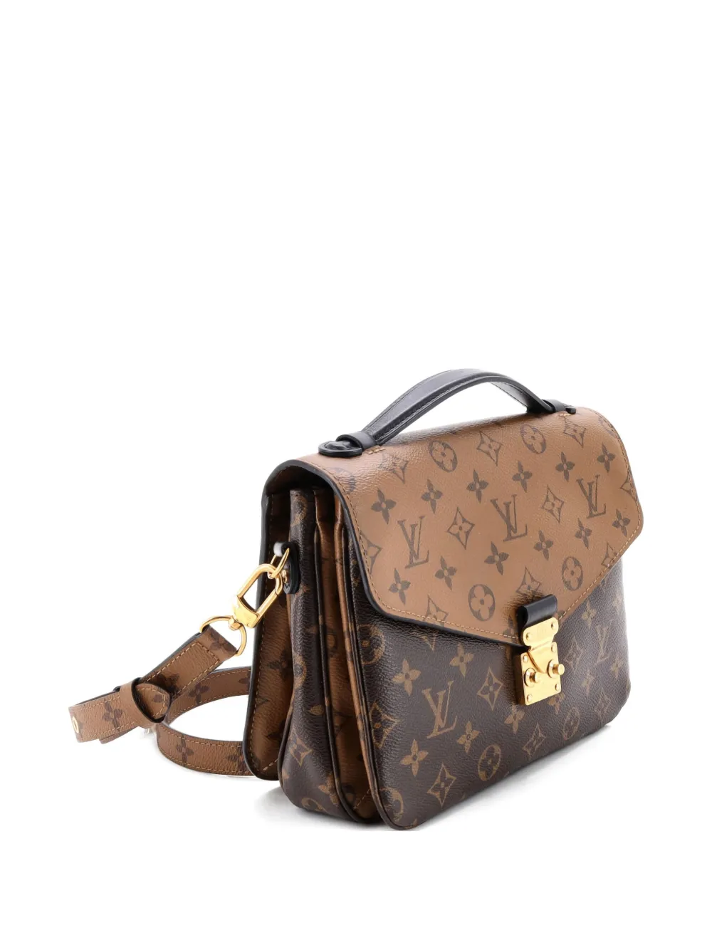 Pre-owned Louis Vuitton Pochette Metis Reverse Monogram Canvas Crossbody Bag In Brown