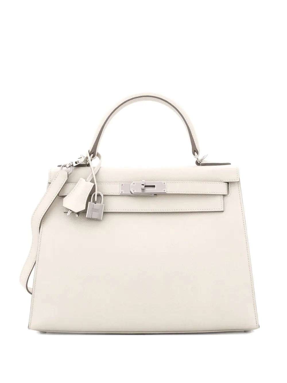 Hermès Pre-Owned Kelly Handbag Light Epsom with Palladium Hardware 28 satchel | White | Image 1