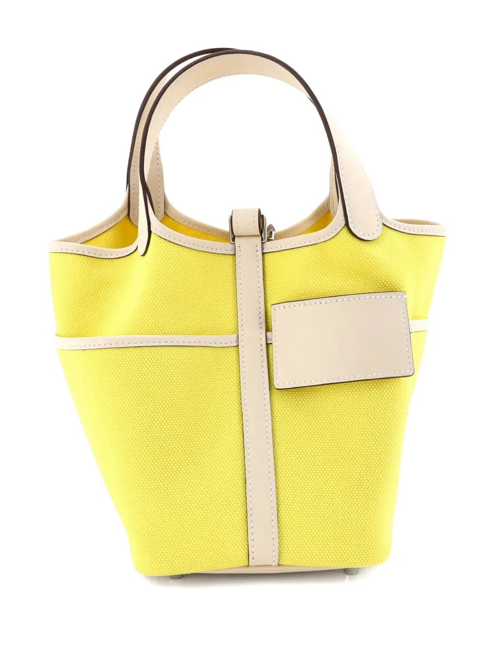 Pre-owned Hermes Cargo Picotin Lock Bag Canvas And Swift Pm Bucket Bag In Yellow