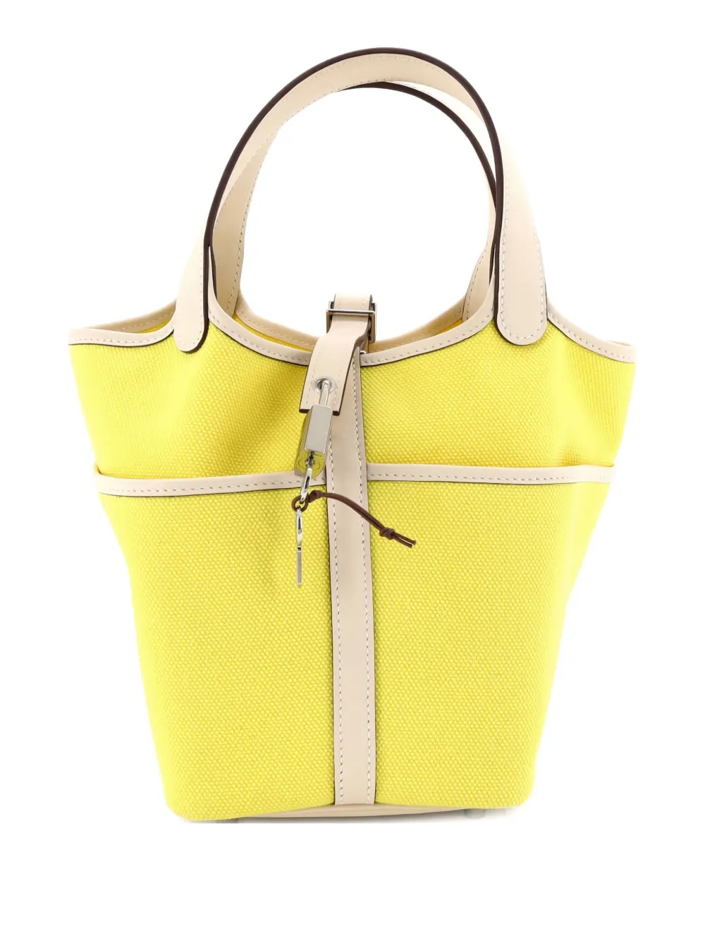 Pre-owned Hermes Cargo Picotin Lock Bag Canvas And Swift Pm Bucket Bag In Yellow
