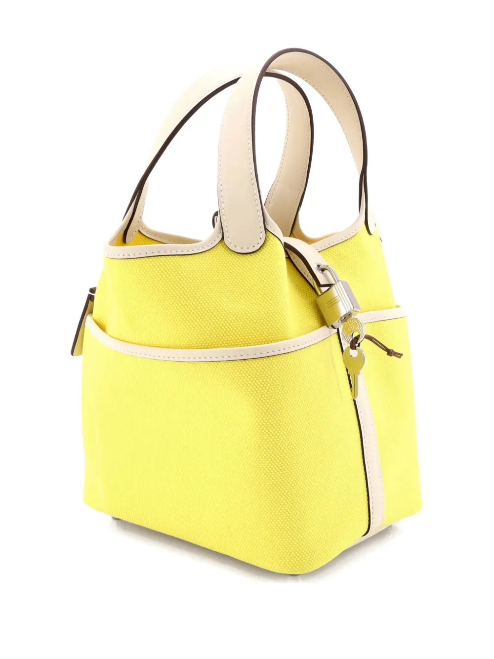 Pre-owned Hermes Cargo Picotin Lock Bag Canvas And Swift Pm Bucket Bag In Yellow