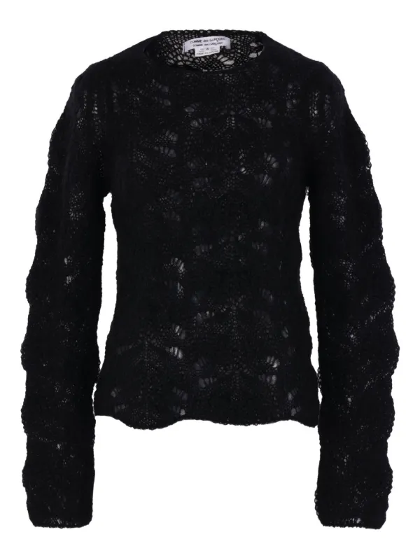 Comme des Garçons Open-work Long-sleeve Sweater in Black