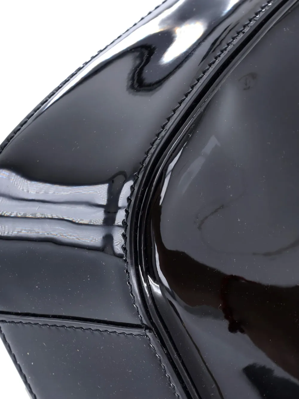 Pre-owned Saint Laurent Le 5 A 7 Patent Small Hobo Bag In Black