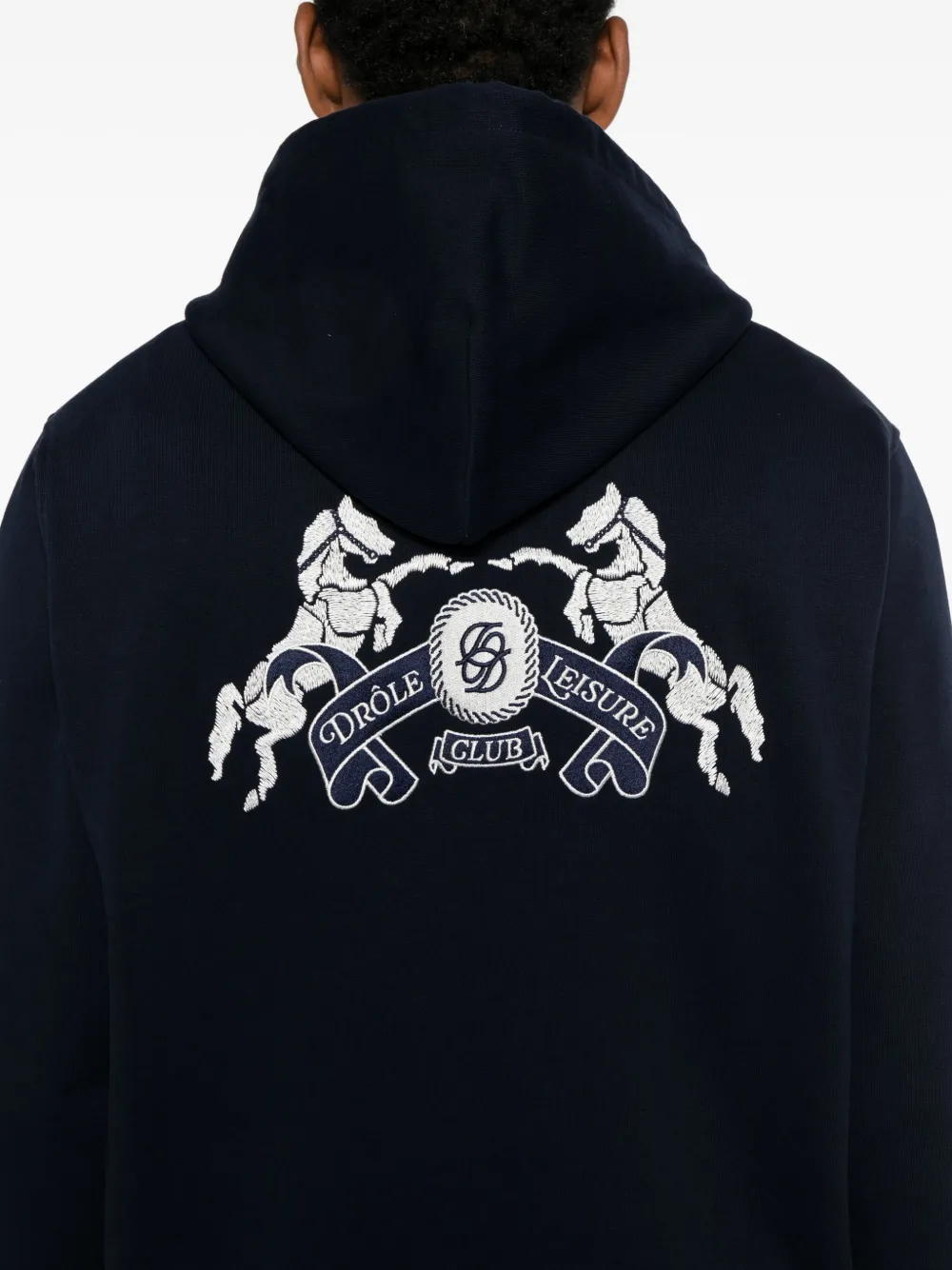 Drôle De Monsieur Hoodie met geborduurd logo Blauw