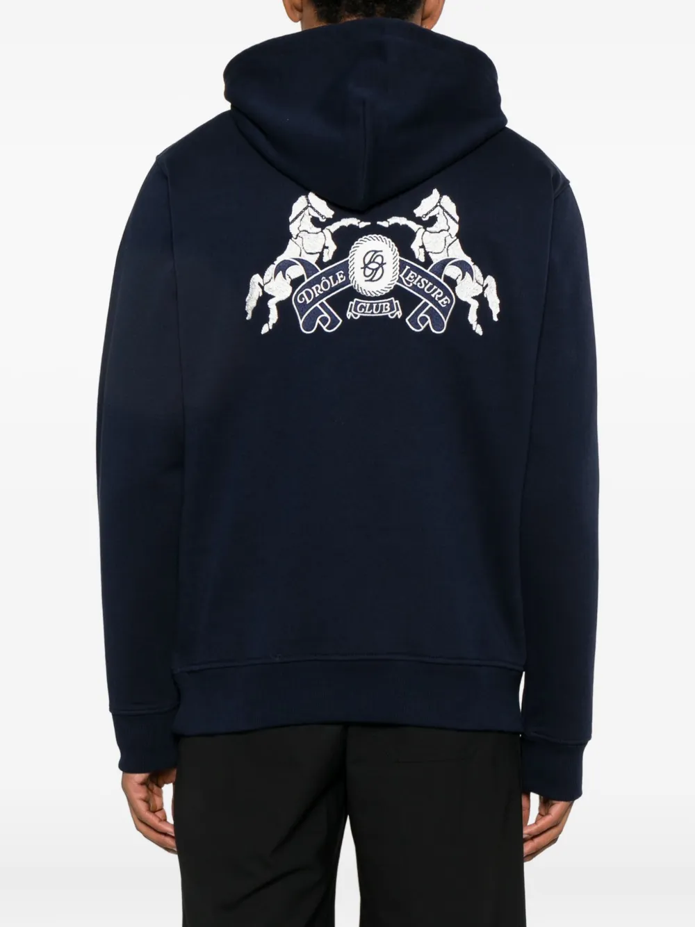 Drôle De Monsieur Hoodie met geborduurd logo Blauw