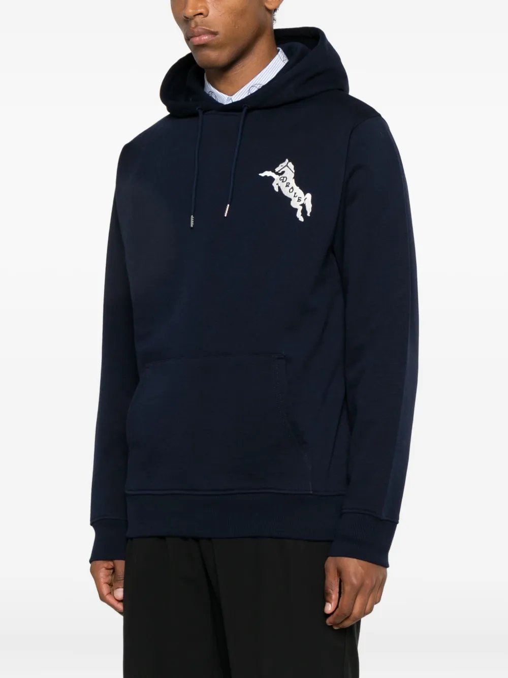Drôle De Monsieur Hoodie met geborduurd logo Blauw