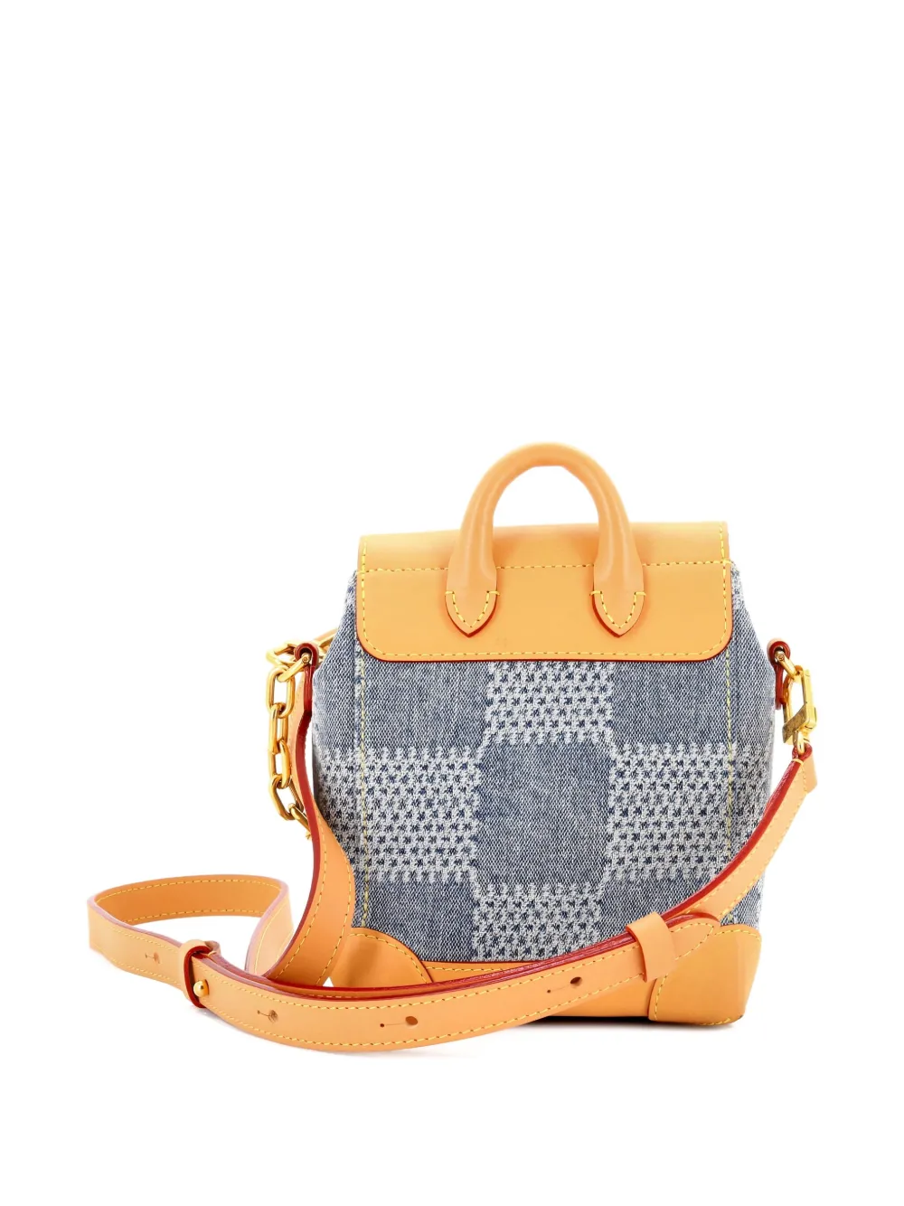 Pre-owned Louis Vuitton 2021-2025 Steamer Bag Damier 3d Denim Nano Crossbody Bag In Blue