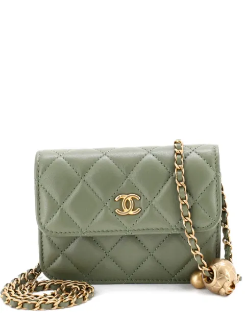 CHANEL Pre-Owned Pearl Crush Flap Clutch with Chain Quilted Lambskin Mini crossbody bag