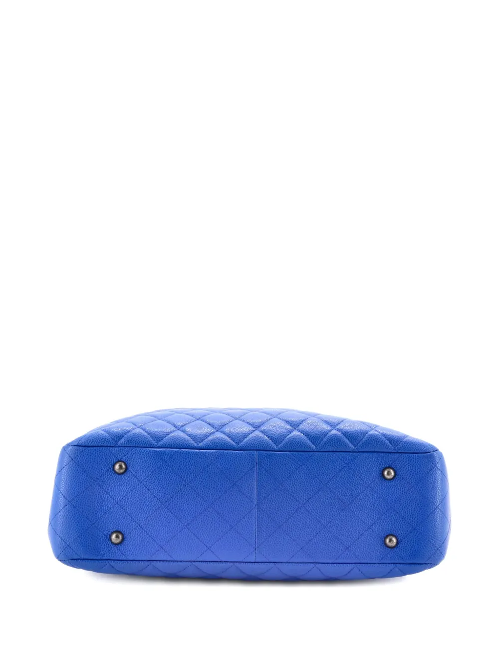 Pre-owned Chanel Classic Cc Shopping Quilted Caviar Large Tote Bag In Blue