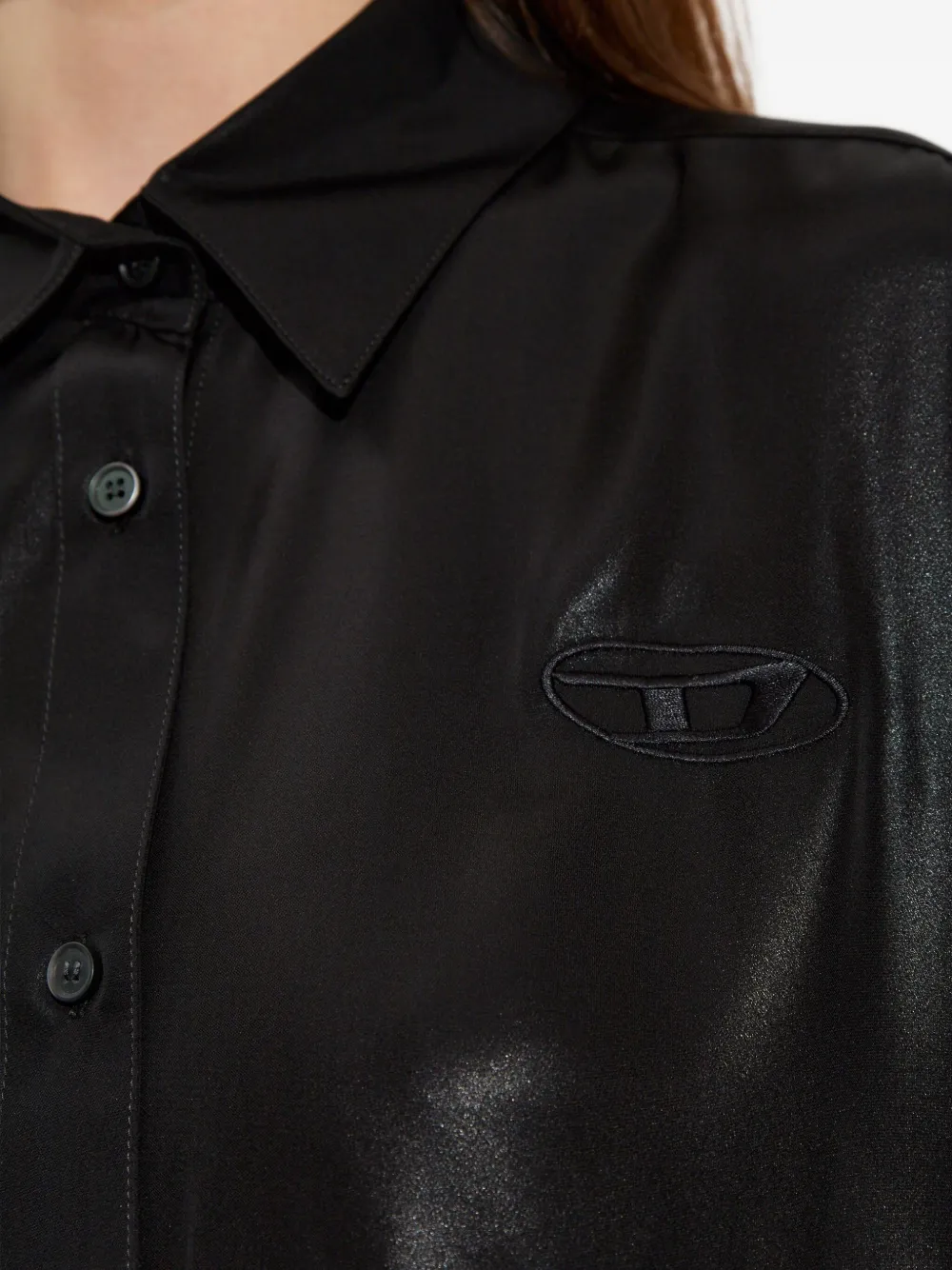 Diesel C-Simplier blouse met knopen en logo Zwart