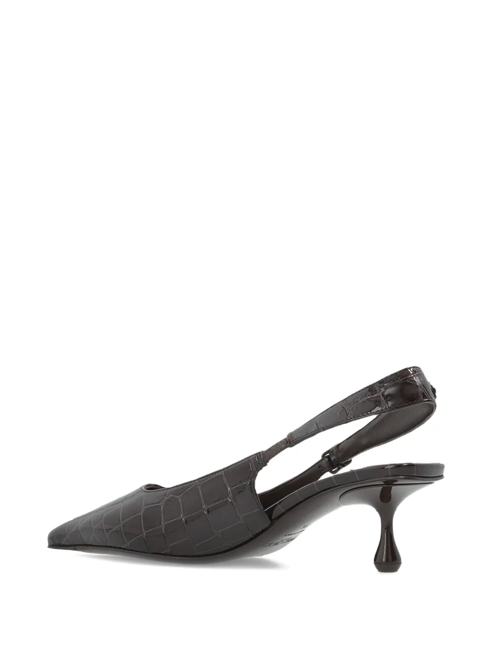 Jimmy Choo 50mm Amel Pointed Crocodile-effect Heeled Pumps In Black