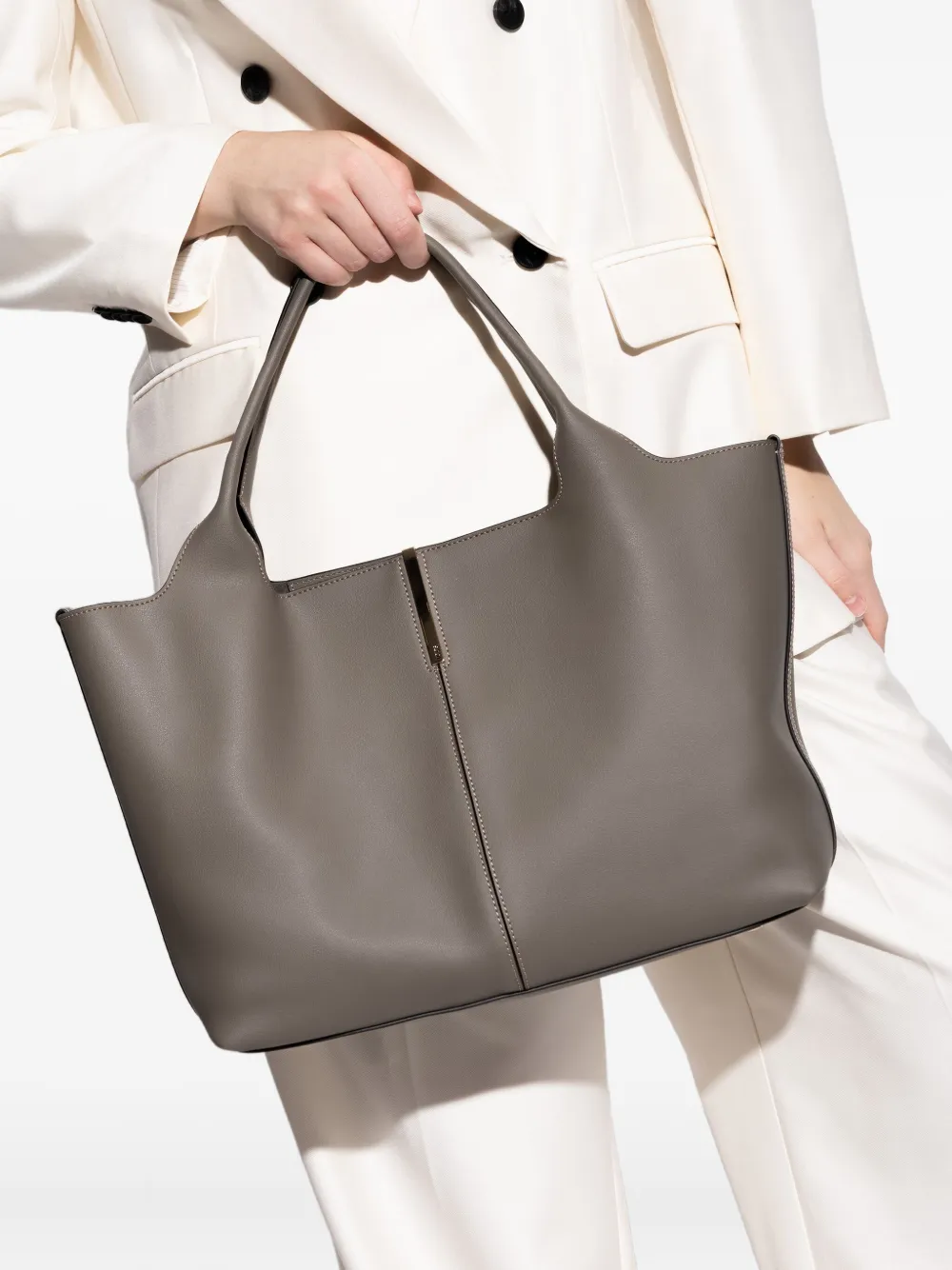 Tod's leather shopper bag - Grijs