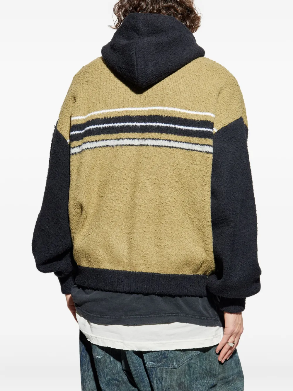 Balenciaga Gestreepte hoodie met rits Beige