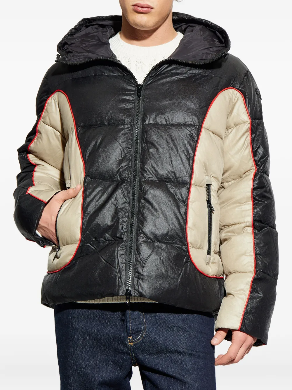 Diesel W-Oostende-Word jack met capuchon Zwart