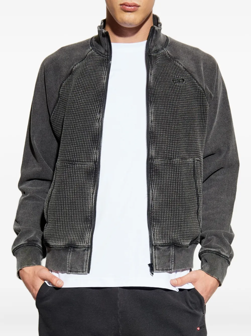 Diesel S-Wafy-Zip-Rag sweater Grijs