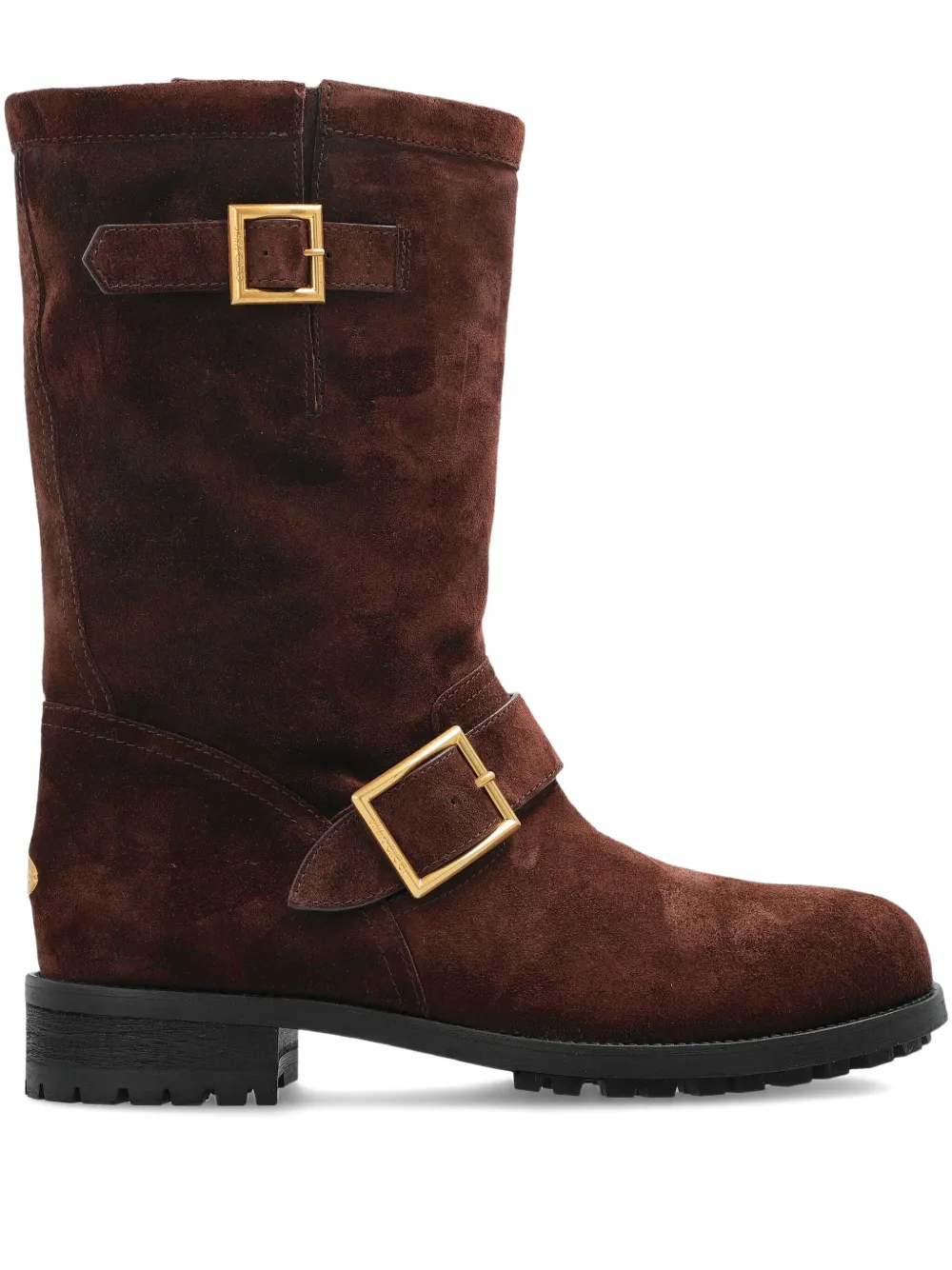 Jimmy Choo Buckle Mid Biker Boots In Brown