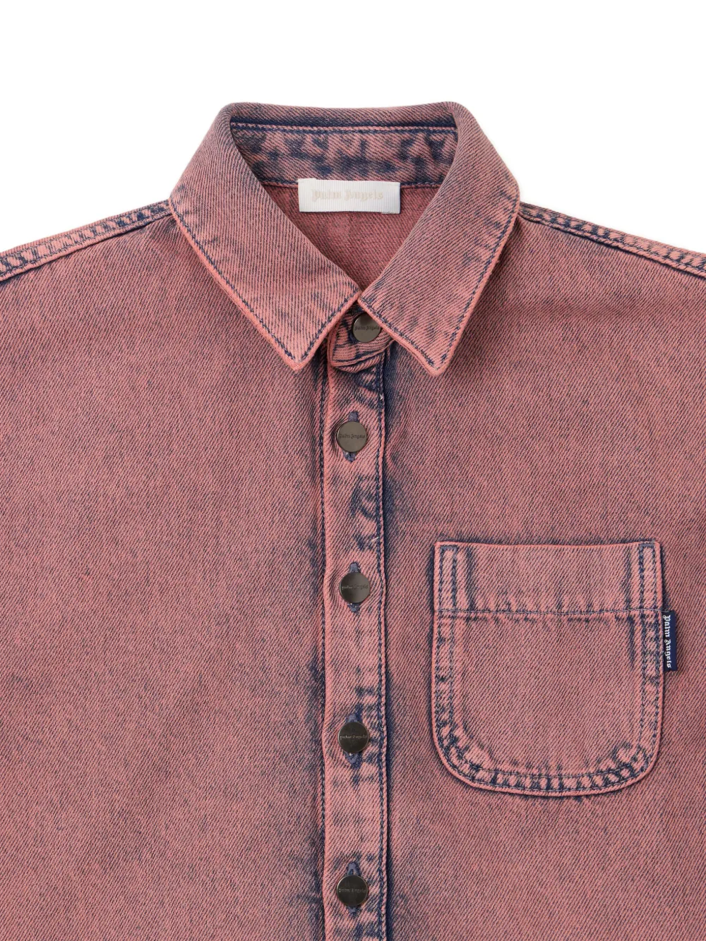 Palm Angels Kids Spijkershirt met geverfd effect Roze