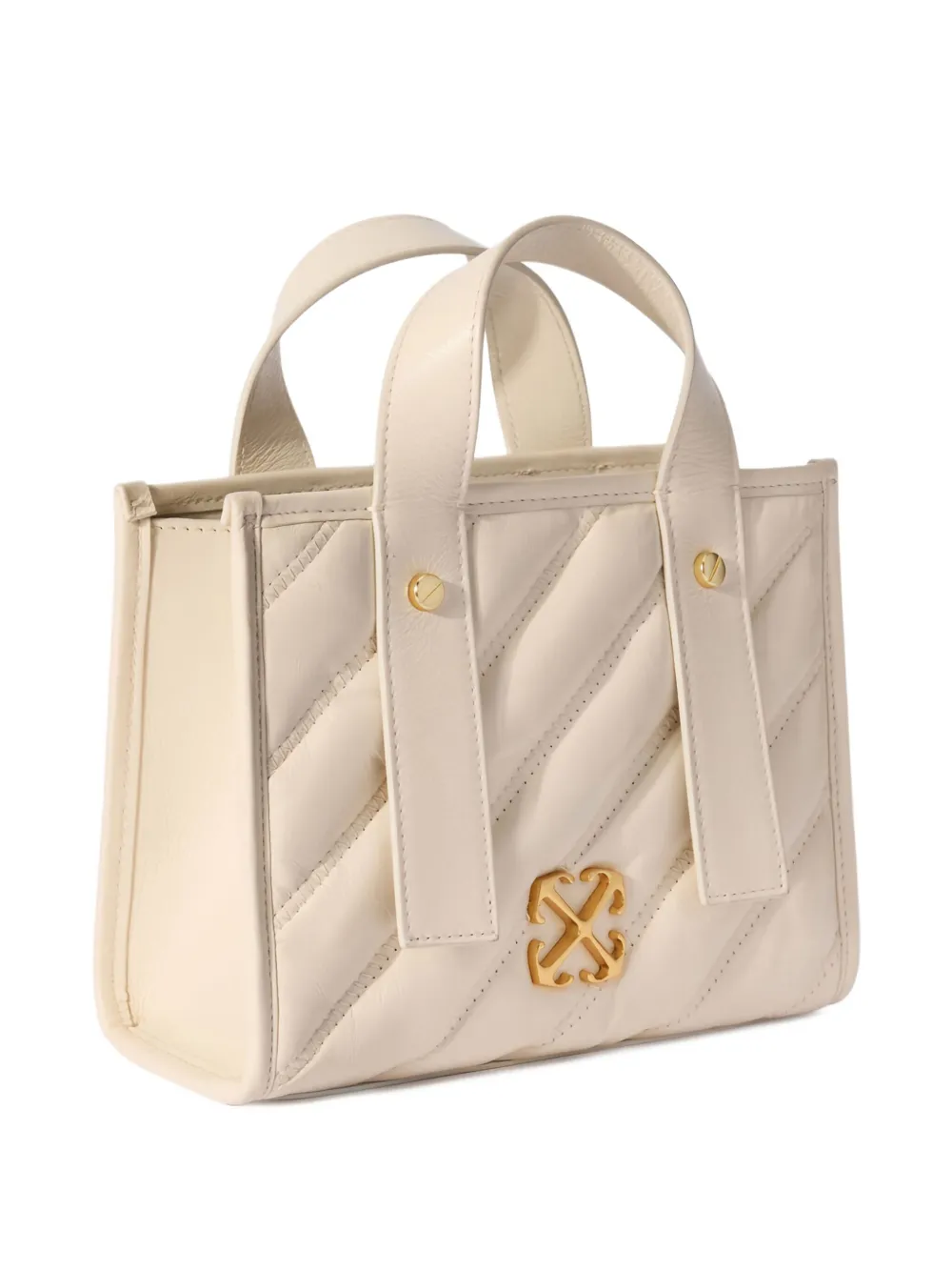 Off-White Leren shopper Beige