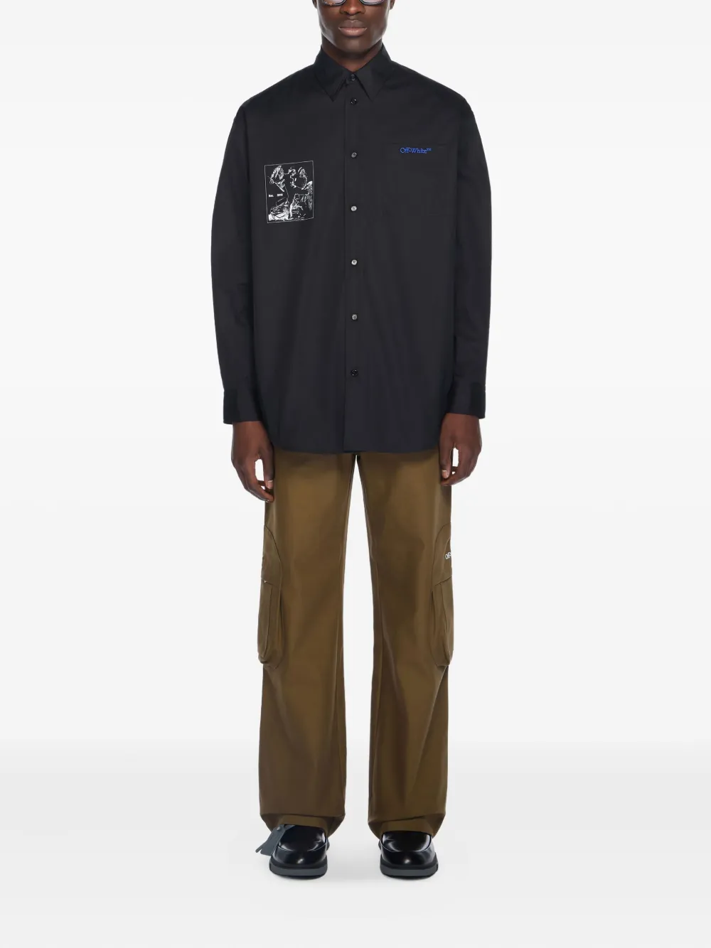 Off-White Faded Painting shirt - Zwart