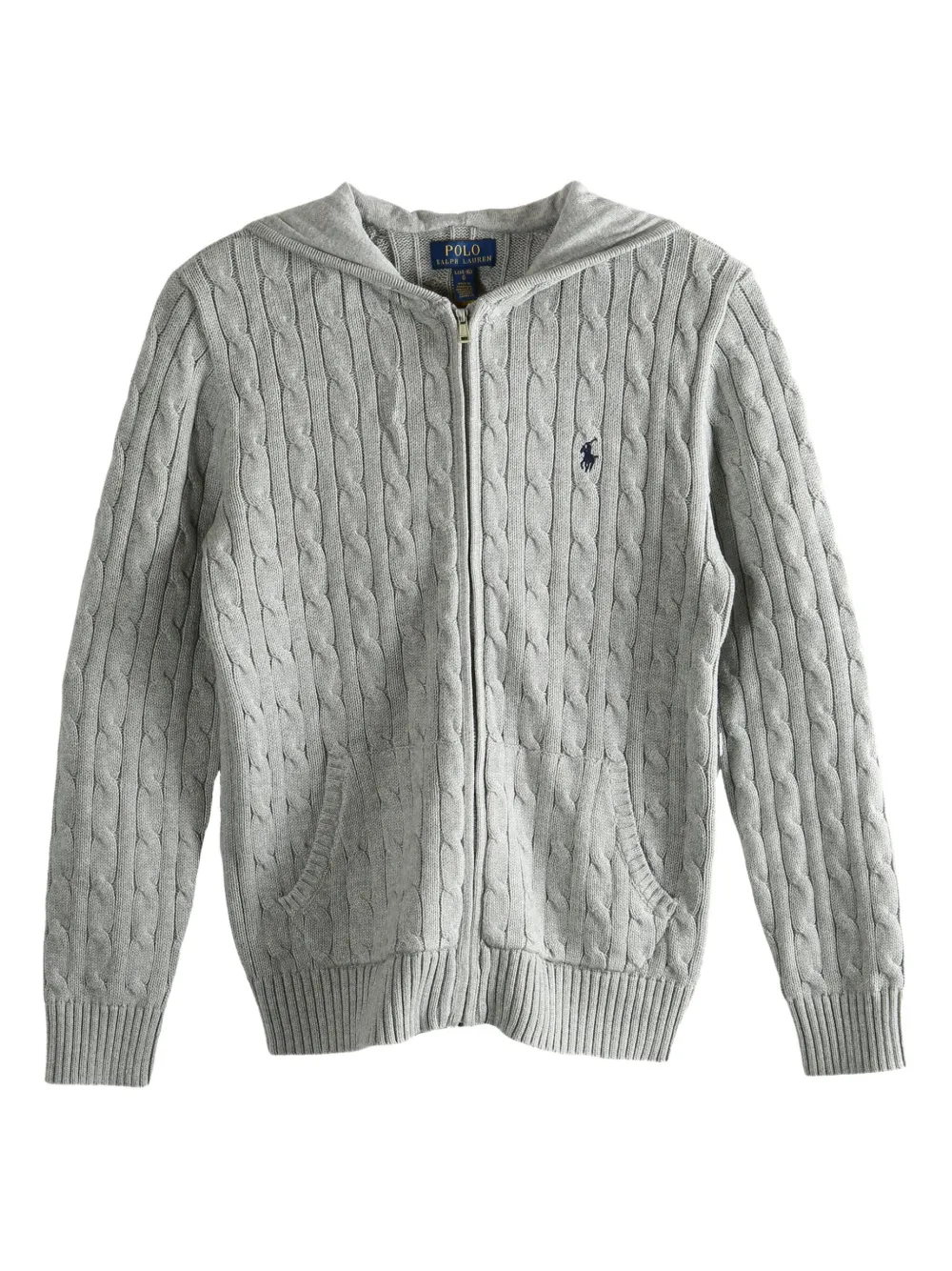 POLO RALPH LAUREN KIDS Cardigan con logo ricamato - Grigio