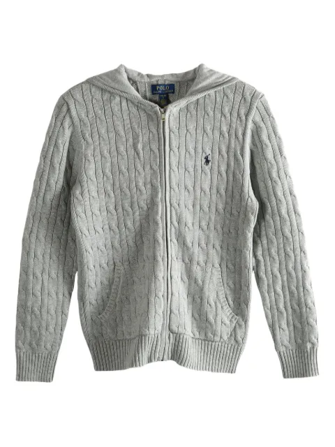 POLO RALPH LAUREN KIDS logo-embroidered cable-knit cardigan