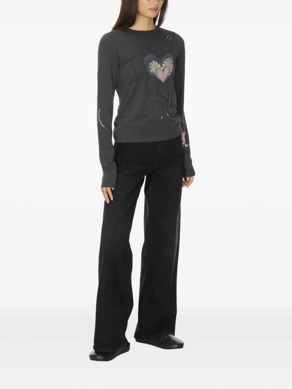Open Yy Crew Necl T-shirt In Gray