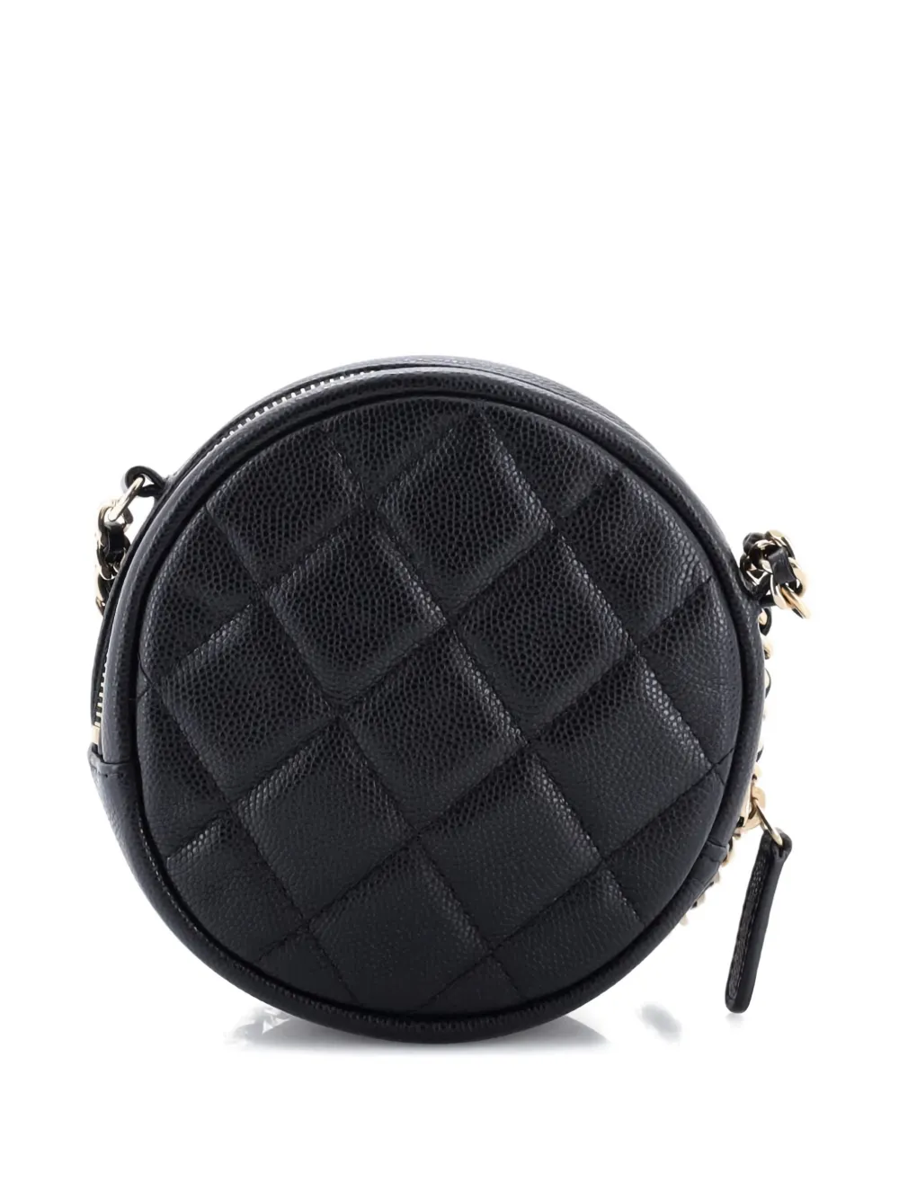 Pre-owned Chanel Round Clutch With Chain Quilted Caviar Mini Crossbody Bag